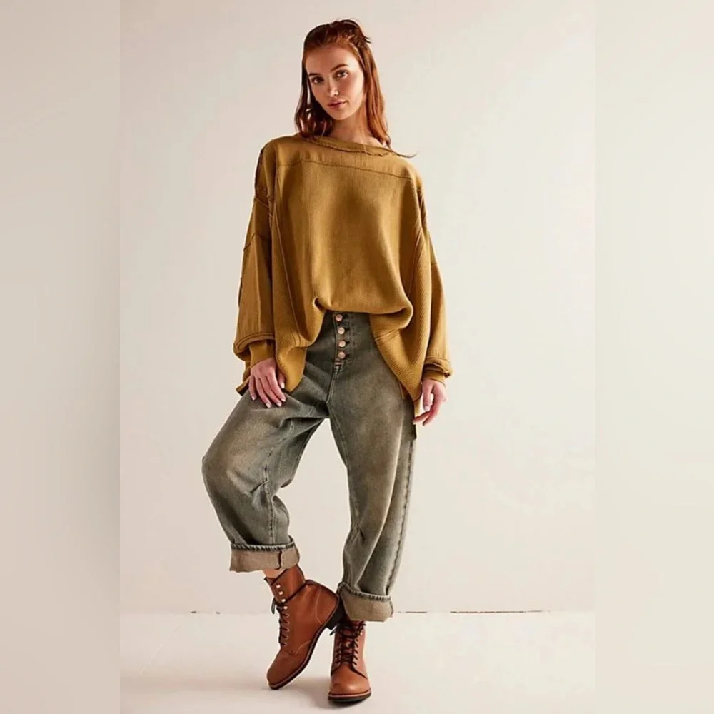 NWT Free People We The Free Worn Thru Pullover Sweater XS Rib Knit - Picture 1 of 6